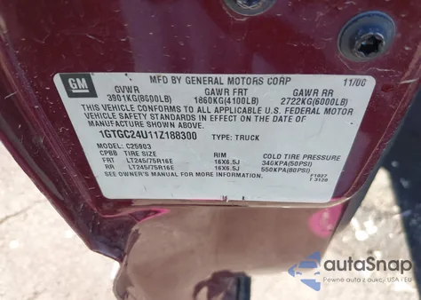 2001 GMC Sierra 2500 Sle из США, поврежденный, VIN 1GTGC24U11Z188300